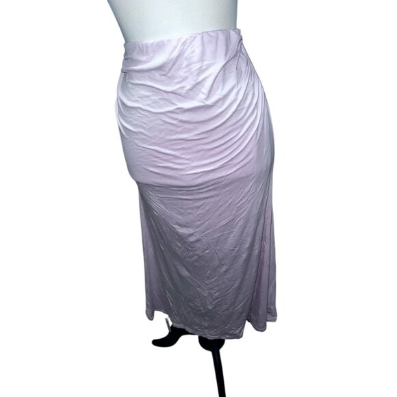 OGL Ruched Front Double Layer Soft Midi Skirt Sz Small Womens Pink - Picture 2 of 8